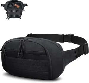 Entchin Tactical Fanny Pack for Men Women,Multifunctional Crossbody Bag with Elastic Band Holder,Concealed Carry Waist Pounch (E109 Black)