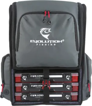 Evolution Fishing Largemouth 3.0 Tackle Backpack - Patent Pending Modular Dividers, Rod Holders, Heavy Duty Fishing Backpack, Includes Quiklatch Tackle Trays