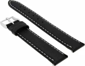 Ewatchparts 20mm Leather Watch Band Strap Smooth Waterproof Compatible With Ulysse Nardin Watch Black With White Stitching