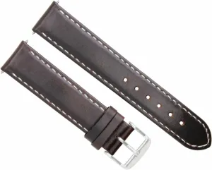 Ewatchparts 20mm Smooth Leather Watch Band Strap Compatible With Breguet Waterproof Dark Brown White Stitching