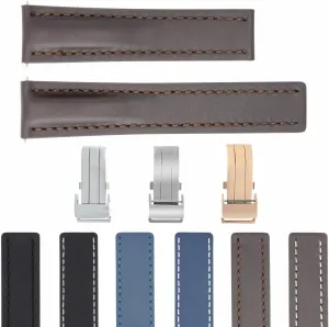 Ewatchparts 22-24mm Leather Watch Band Strap Smooth Compatible with Breitling Navitimer Bentley Waterproof