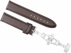 Ewatchparts 22mm Leather Watch Band Smooth Strap Deployment Clasp Compatible With Ulysse Nardin Dark Brown