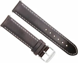 Ewatchparts 22mm Smooth Leather Band Strap Compatible With Breguet 22/22mm Waterproof Dark Brown With White Stitching