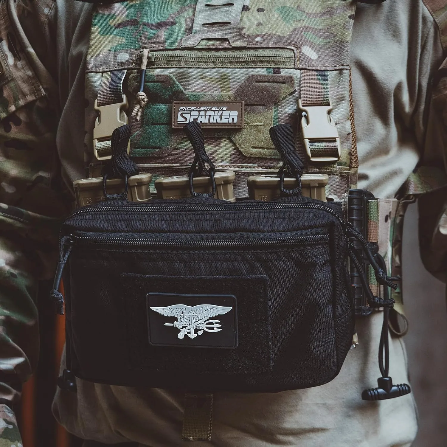 EXCELLENT ELITE SPANKER Tactical Mag Admin Pouch Molle Utility Tool Pouch Medical EDC EMT Bag with Triple Mag Pouch for M4 M16