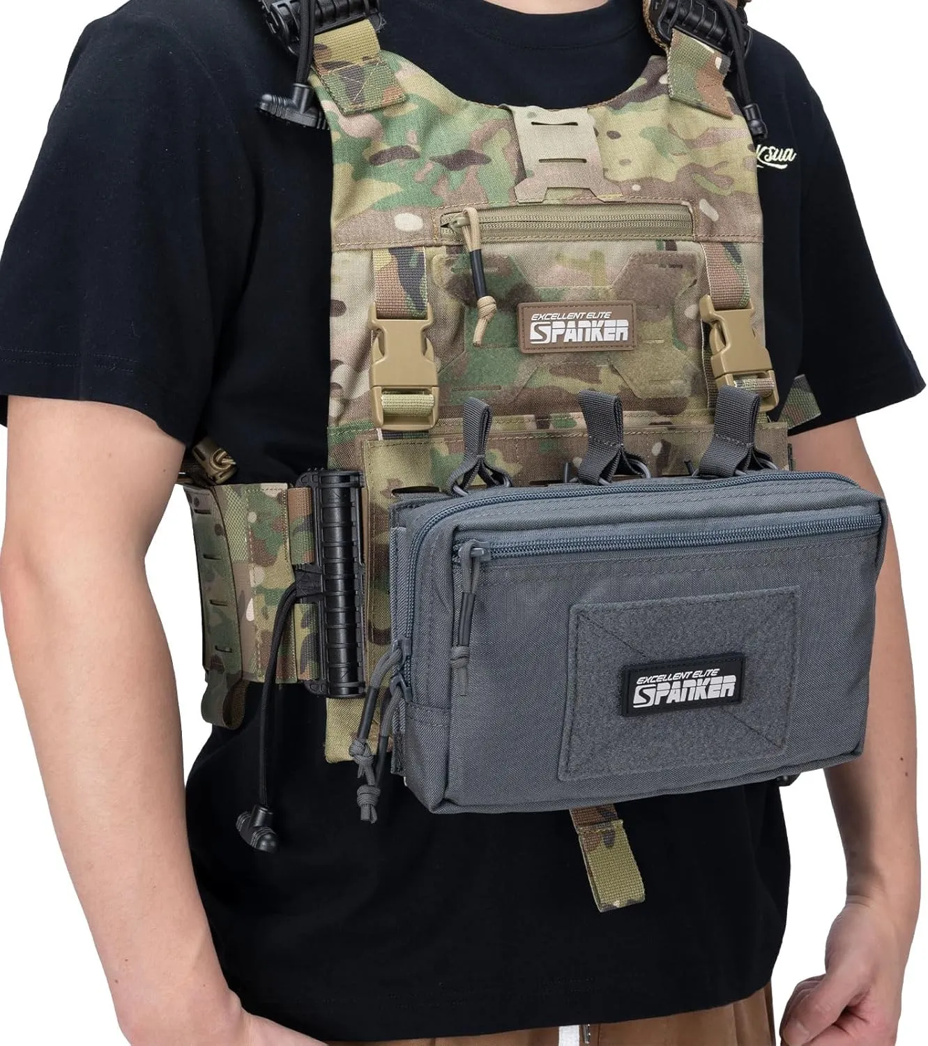 EXCELLENT ELITE SPANKER Tactical Mag Admin Pouch Molle Utility Tool Pouch Medical EDC EMT Bag with Triple Mag Pouch for M4 M16
