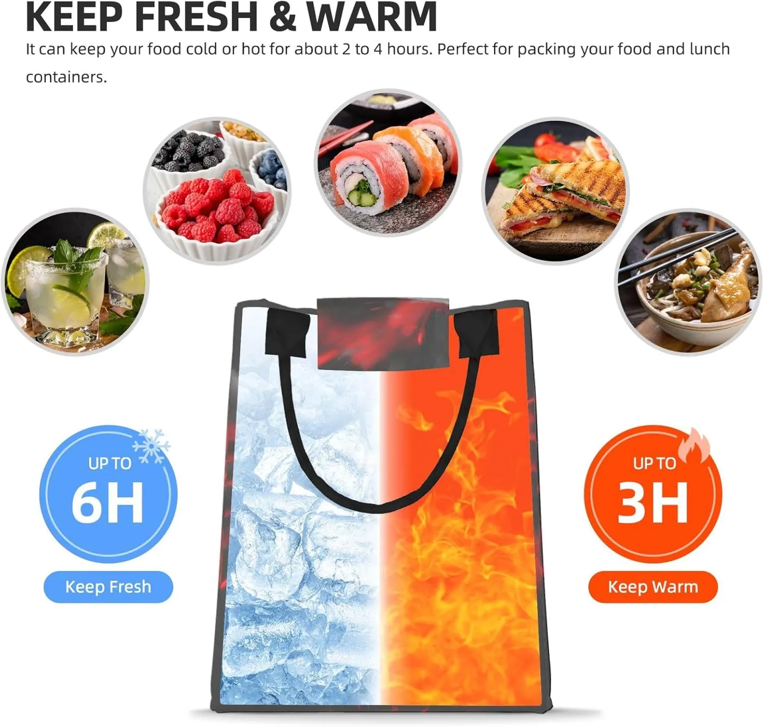 Explosion Burst Red Black Lunch Bag For Women Men, Paper Tote Bag For Work, Outdoor Activities, Daily Use