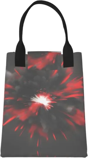 Explosion Burst Red Black Lunch Bag For Women Men, Paper Tote Bag For Work, Outdoor Activities, Daily Use