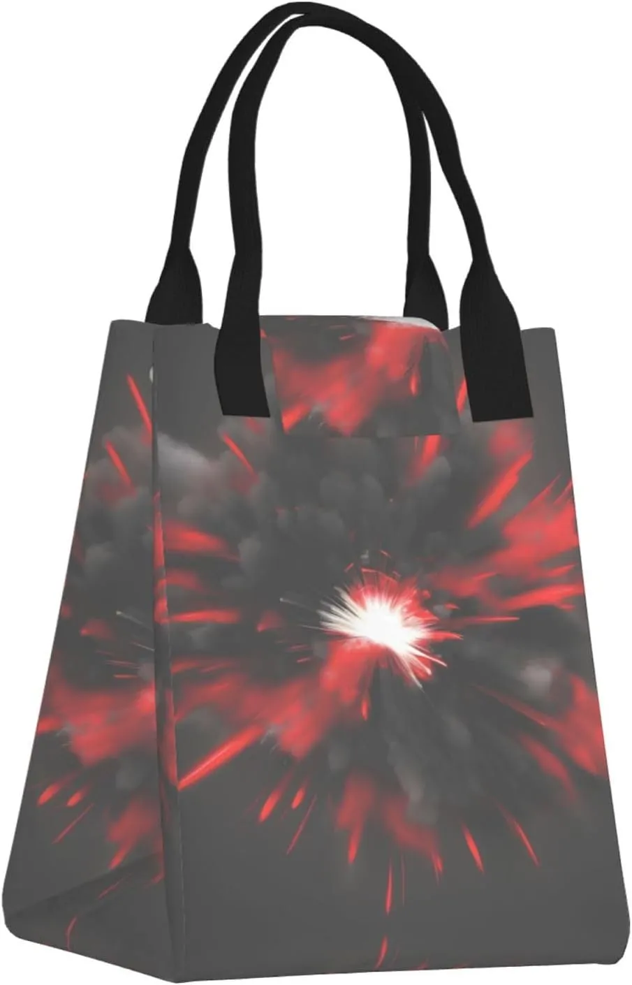 Explosion Burst Red Black Lunch Bag For Women Men, Paper Tote Bag For Work, Outdoor Activities, Daily Use