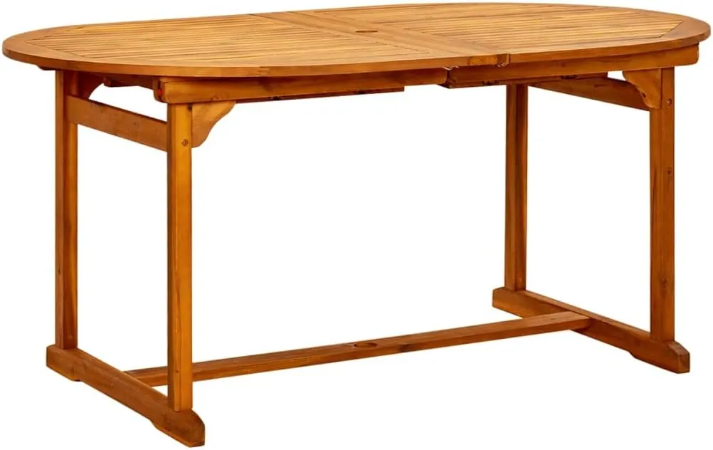 Extendable Outdoor Dining Table - Solid Acacia Wood, Brown, Large Garden Table for Outdoor Furniture, Kitchen Dining, Camping, Picnic Tables