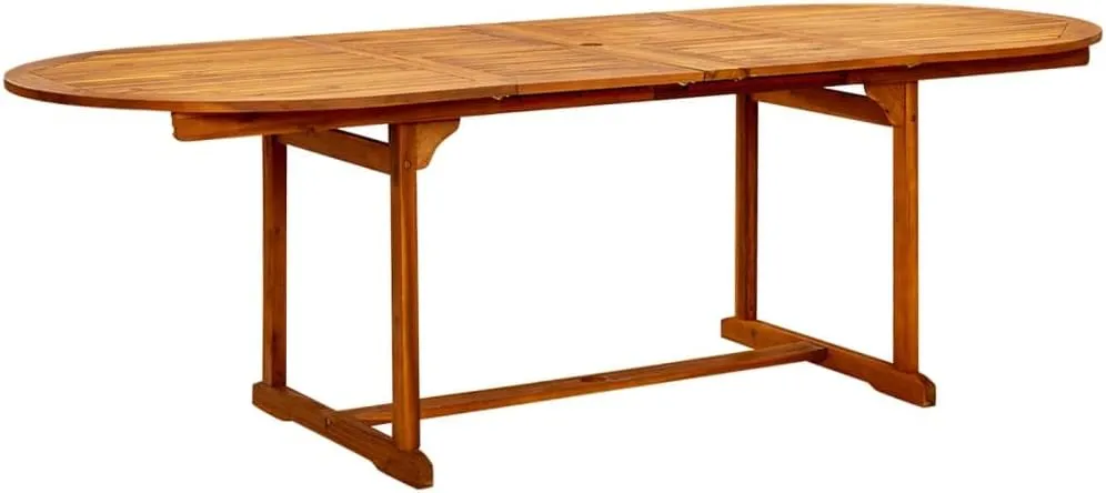 Extendable Outdoor Dining Table - Solid Acacia Wood, Brown, Large Garden Table for Outdoor Furniture, Kitchen Dining, Camping, Picnic Tables