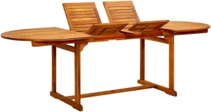 Extendable Outdoor Dining Table - Solid Acacia Wood, Brown, Large Garden Table for Outdoor Furniture, Kitchen Dining, Camping, Picnic Tables