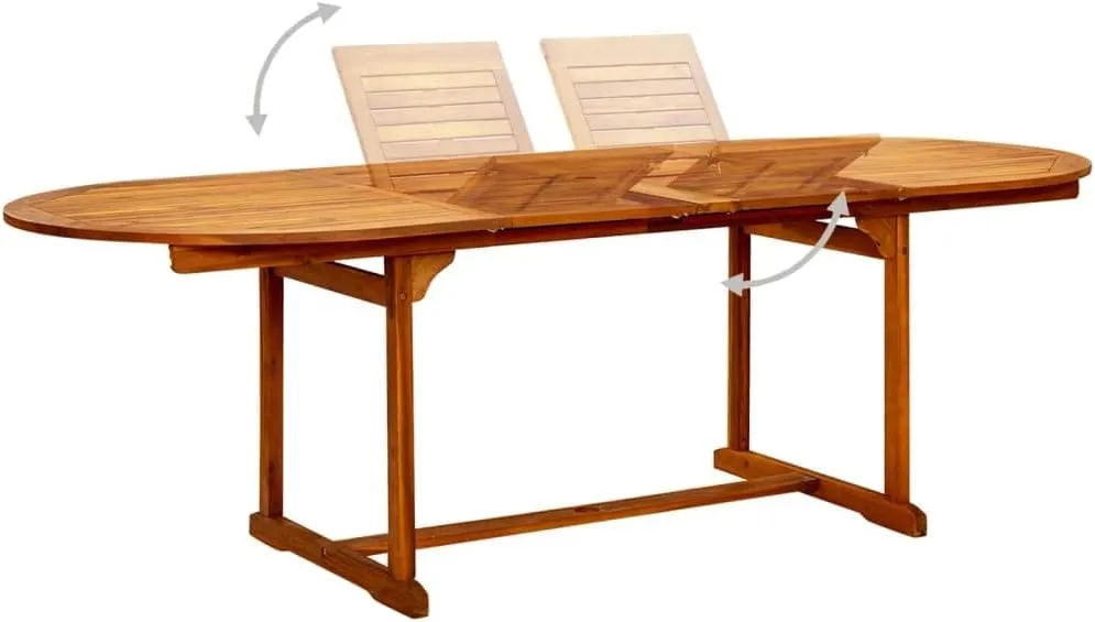Extendable Outdoor Dining Table - Solid Acacia Wood, Brown, Large Garden Table for Outdoor Furniture, Kitchen Dining, Camping, Picnic Tables