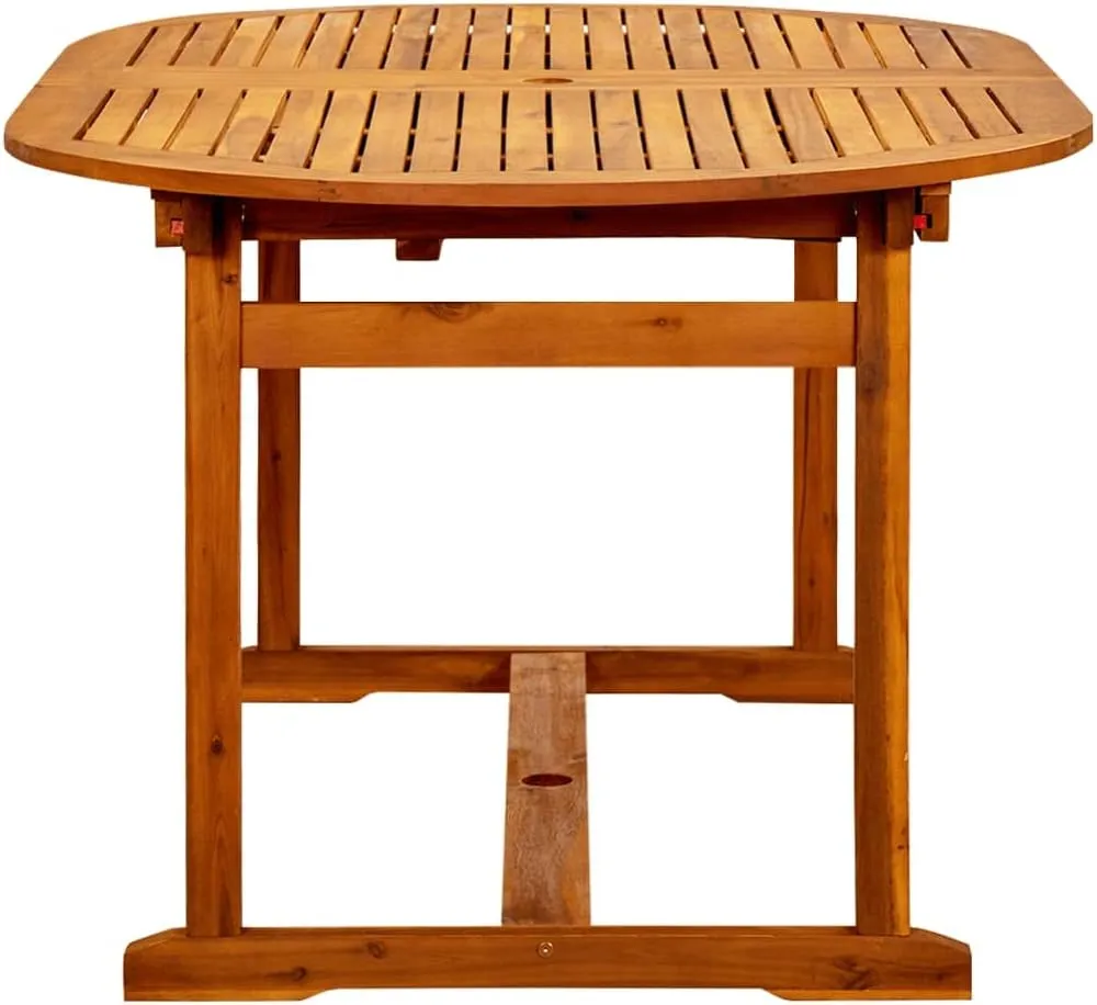 Extendable Outdoor Dining Table - Solid Acacia Wood, Brown, Large Garden Table for Outdoor Furniture, Kitchen Dining, Camping, Picnic Tables
