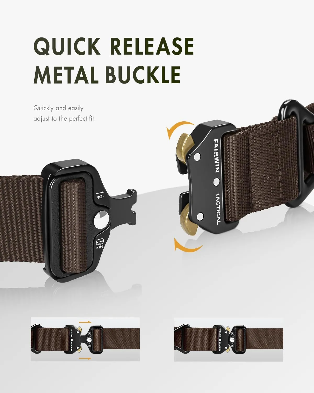 FAIRWIN Men's Tactical Belt, Rigger Belt, Utility Nylon Web Waist Work Belt for Men with V-ring Quick-Release Buckle