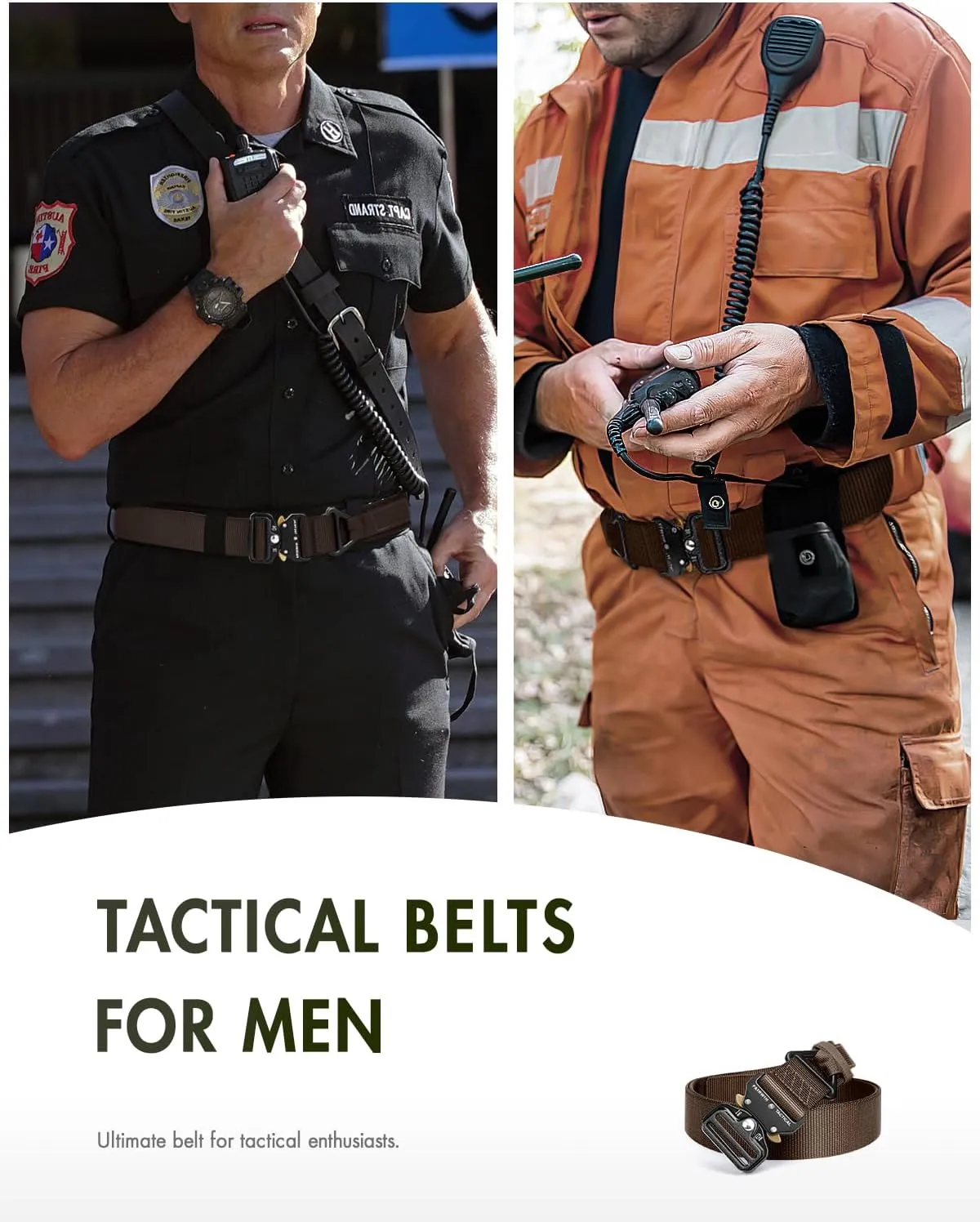 FAIRWIN Men's Tactical Belt, Rigger Belt, Utility Nylon Web Waist Work Belt for Men with V-ring Quick-Release Buckle