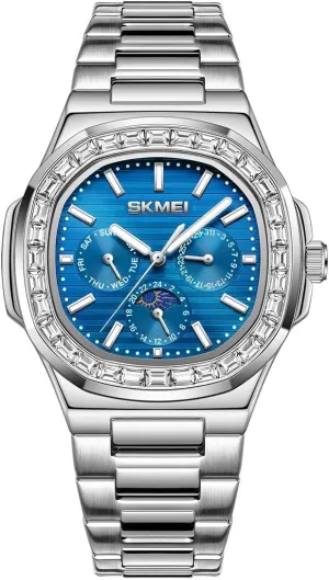 FANMIS Men Business Analog Quartz Chronograph Diamond Luminous Waterproof Watch Easy-Reader Stainless Steel Watch Casual Luxury Gifts for Men Unique Mens Dress Watch