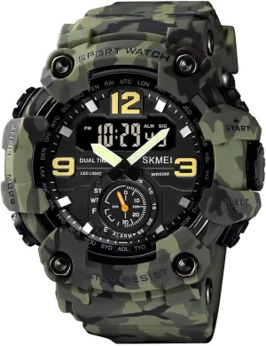 FANMIS Mens Analog Digital Dual Display Sports Watches Military Multifunctional 50M Waterproof LED Watch with Alarm Stopwatch Backlight 12H/24H Outdoor Running Swimming
