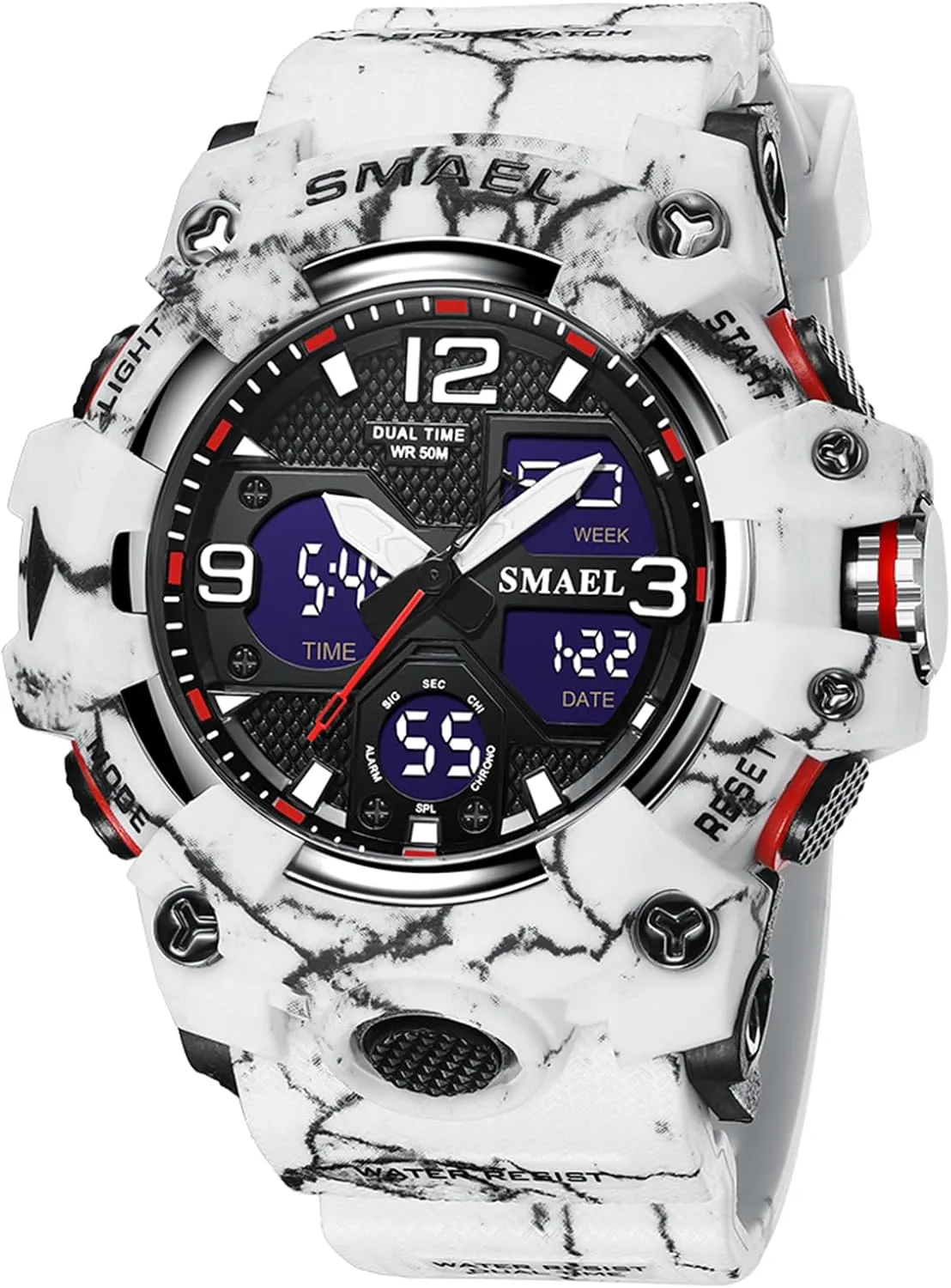 FANMIS Men's Analog Digital Sports Watches Large Face Military Multifunctional LED Backlight Waterproof Watch