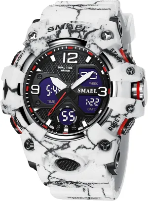 FANMIS Men's Analog Digital Sports Watches Large Face Military Multifunctional LED Backlight Waterproof Watch