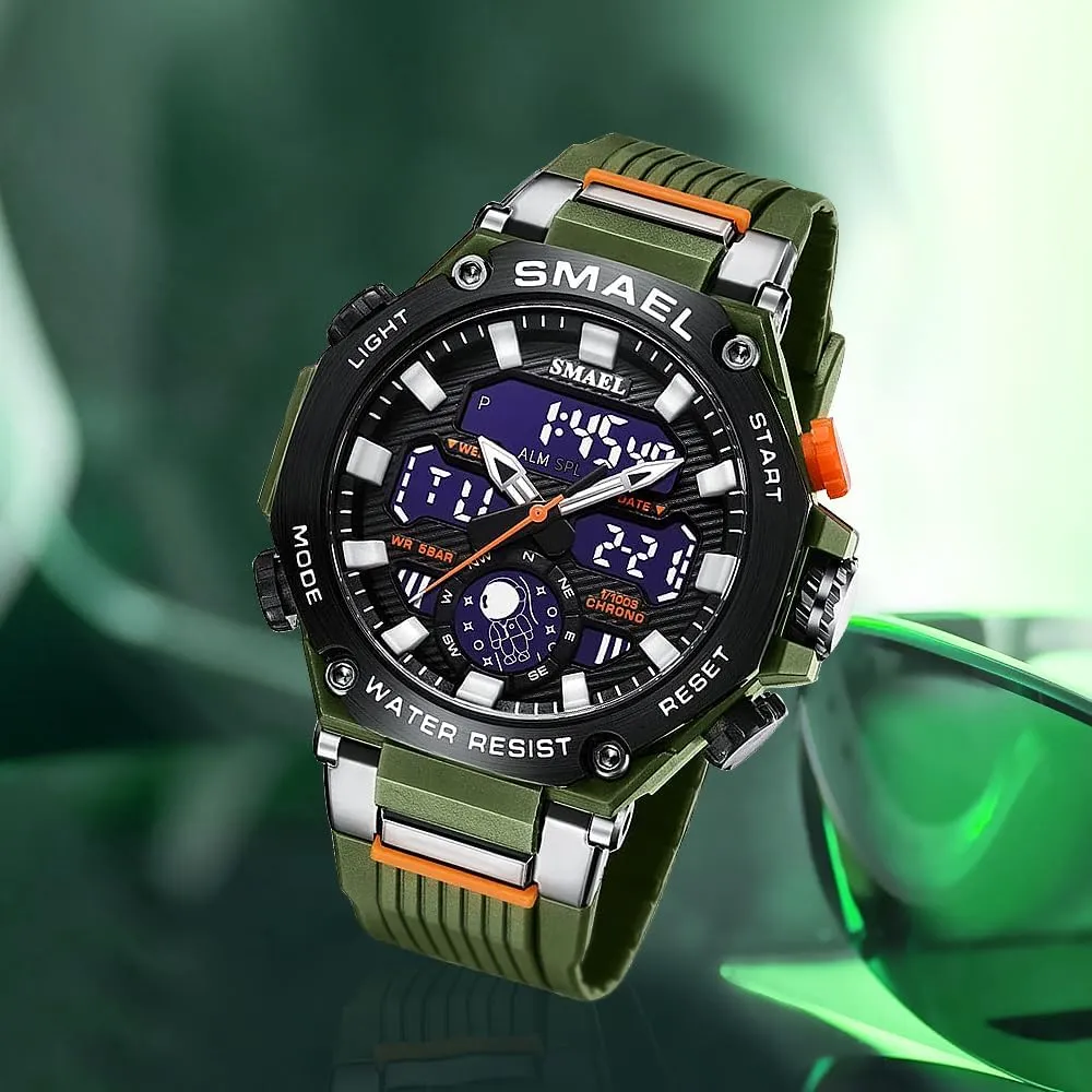 FANMIS Mens Digital Sports Watches Multifunctional 50M Waterproof LED Alarm Backlight Watch
