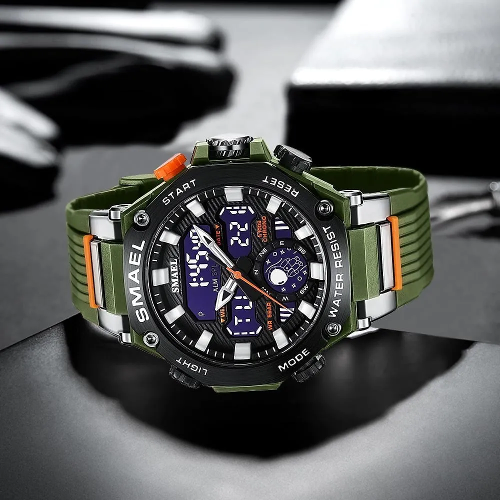 FANMIS Mens Digital Sports Watches Multifunctional 50M Waterproof LED Alarm Backlight Watch