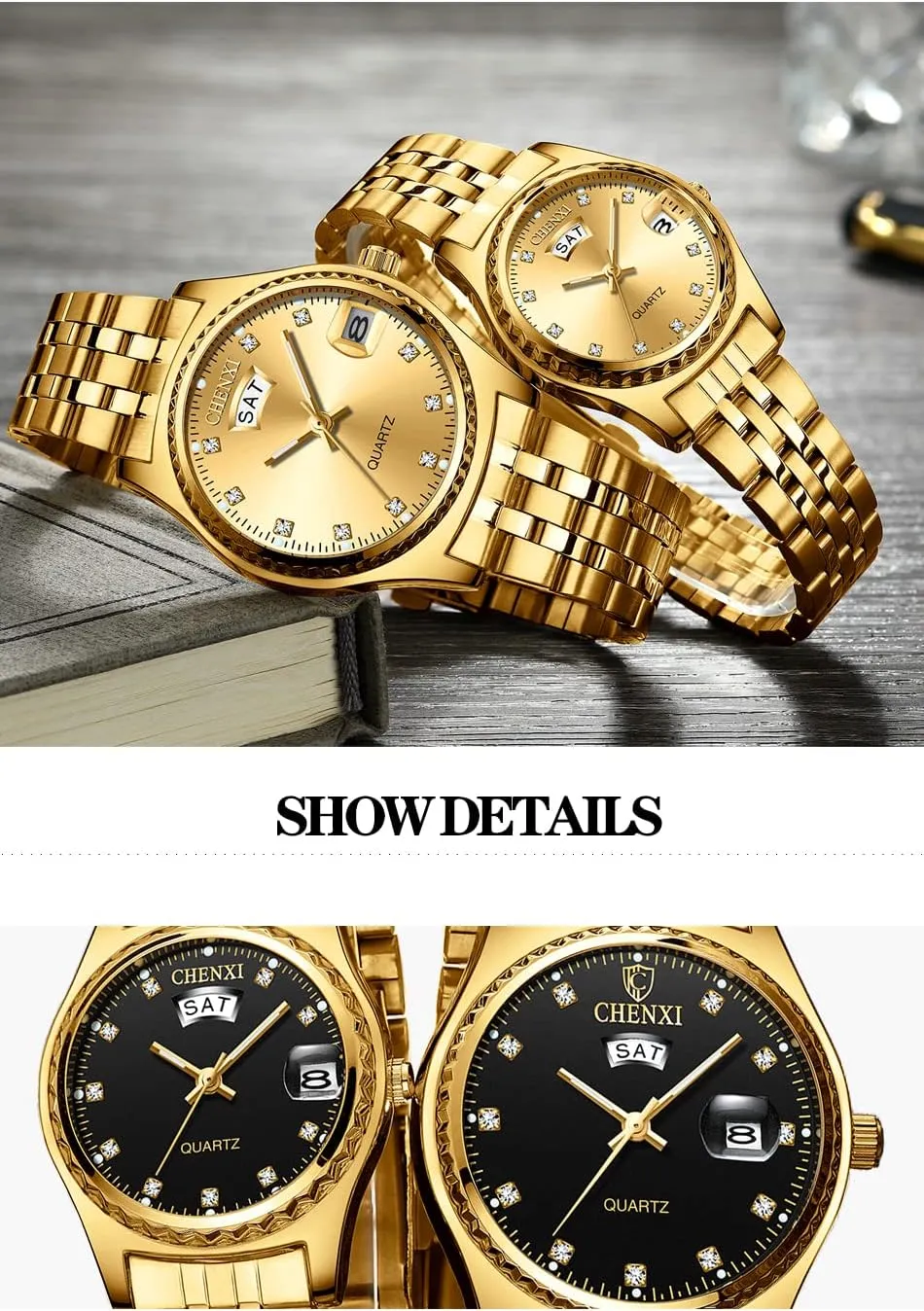 FANMIS Watches for Couples Men and Women Stainless Steel His and Hers Pair Watch Luxury Business Waterproof Quartz Analog Watch Watch Valentines Matching Gifts for Lover
