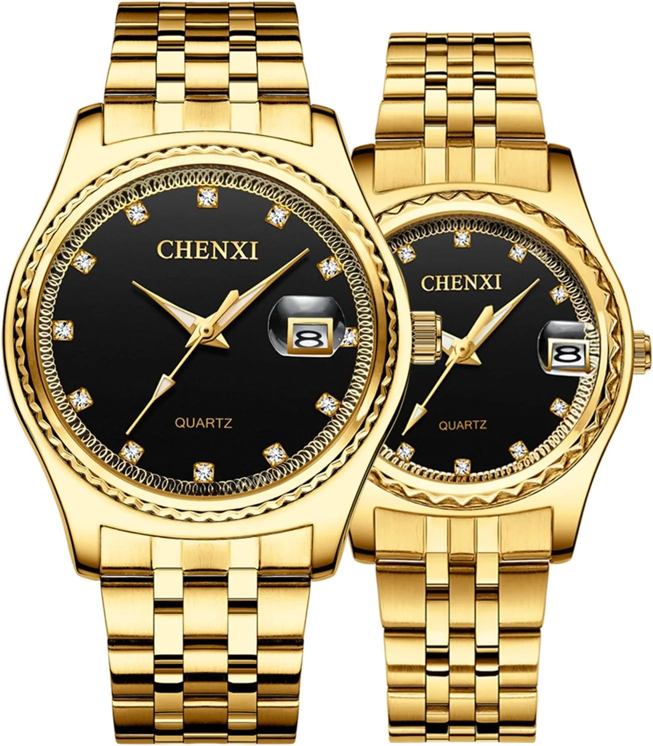 FANMIS Watches for Couples Men and Women Stainless Steel His and Hers Pair Watch Luxury Business Waterproof Quartz Analog Watch Watch Valentines Matching Gifts for Lover