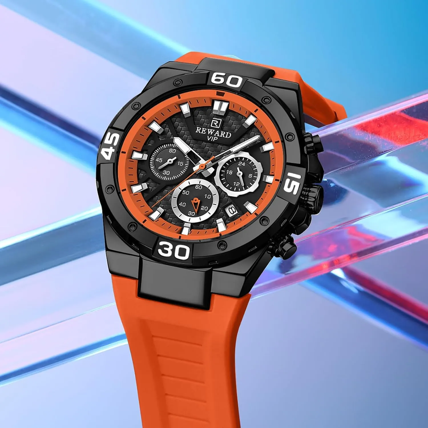 Fashion Mens Watches Quartz Analog Silicone Strap Wrist Watch Date Waterproof Luminous Chronograph Watches