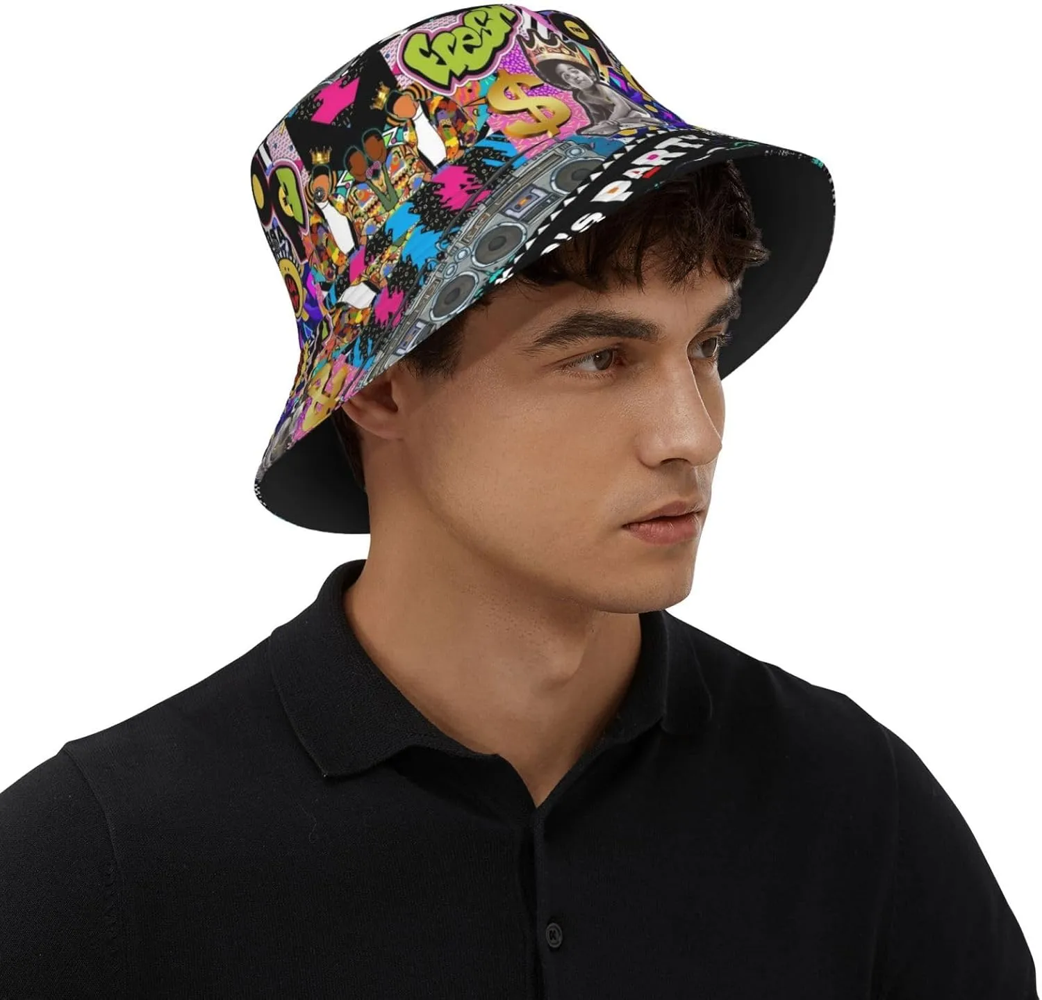 Fashion Retro 80s 90s Hats Men Women Bucket Hat Sun Cap Packable Outdoor Fisherman Hats for Women Men