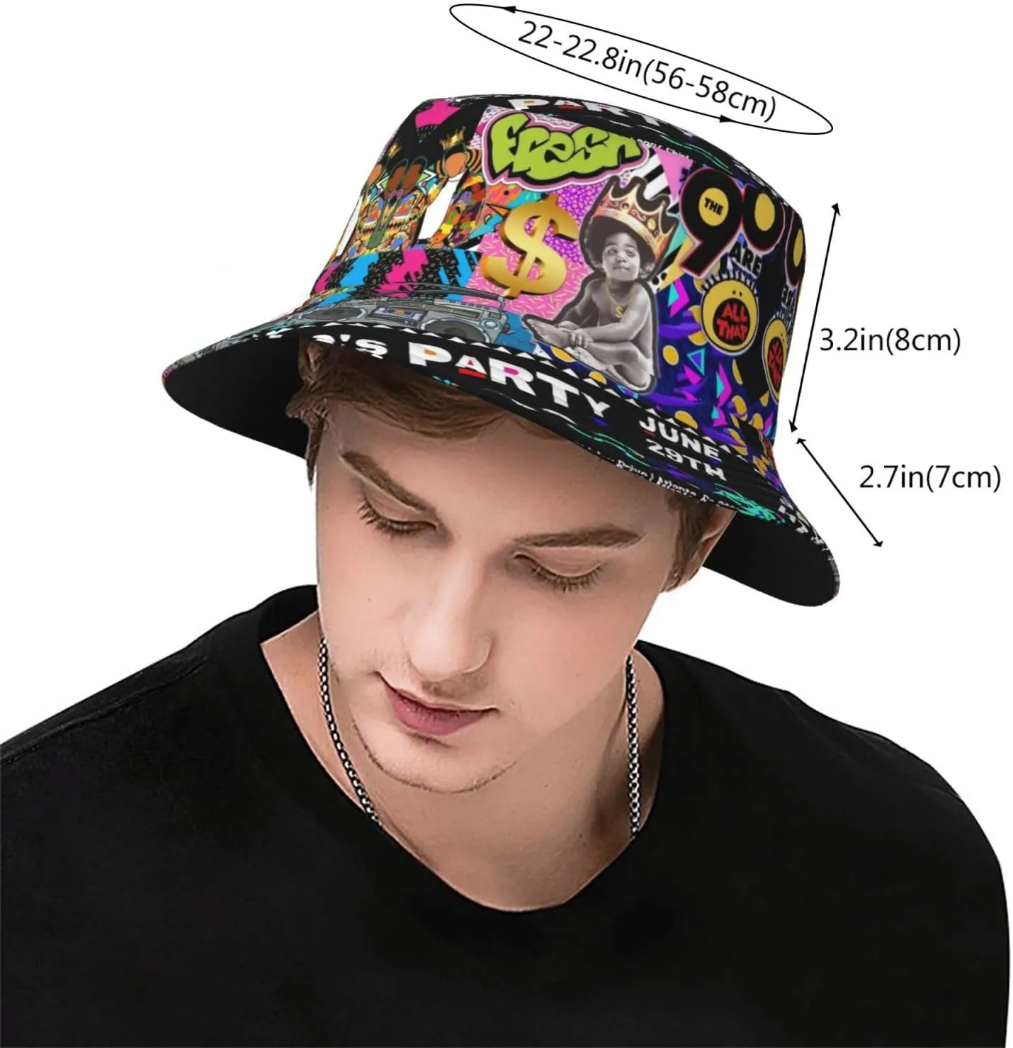 Fashion Retro 80s 90s Hats Men Women Bucket Hat Sun Cap Packable Outdoor Fisherman Hats for Women Men