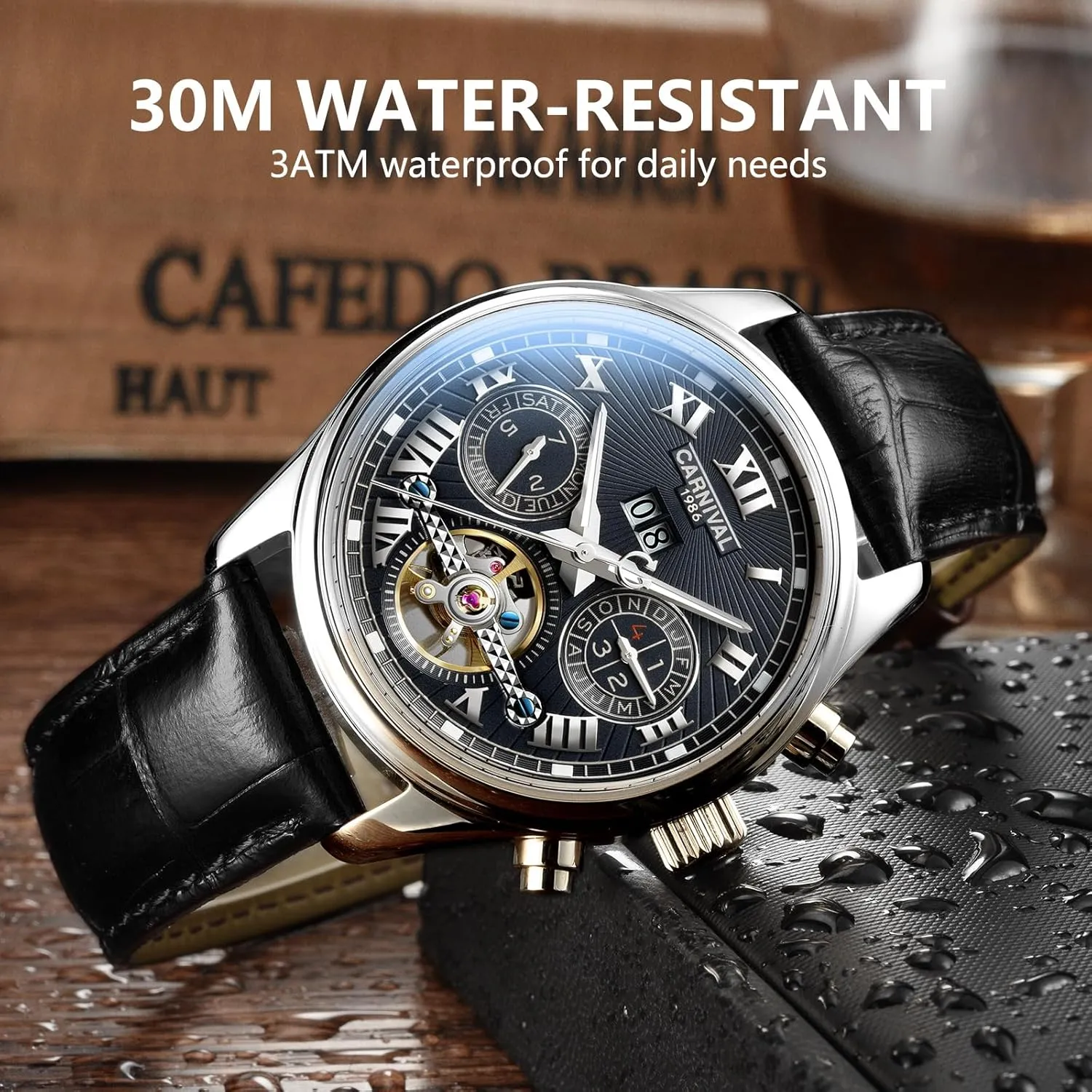 Fashion Tourbillon Mechanical Watch Automatic Watch for Men Sapphire Waterproof Calendar Luminous