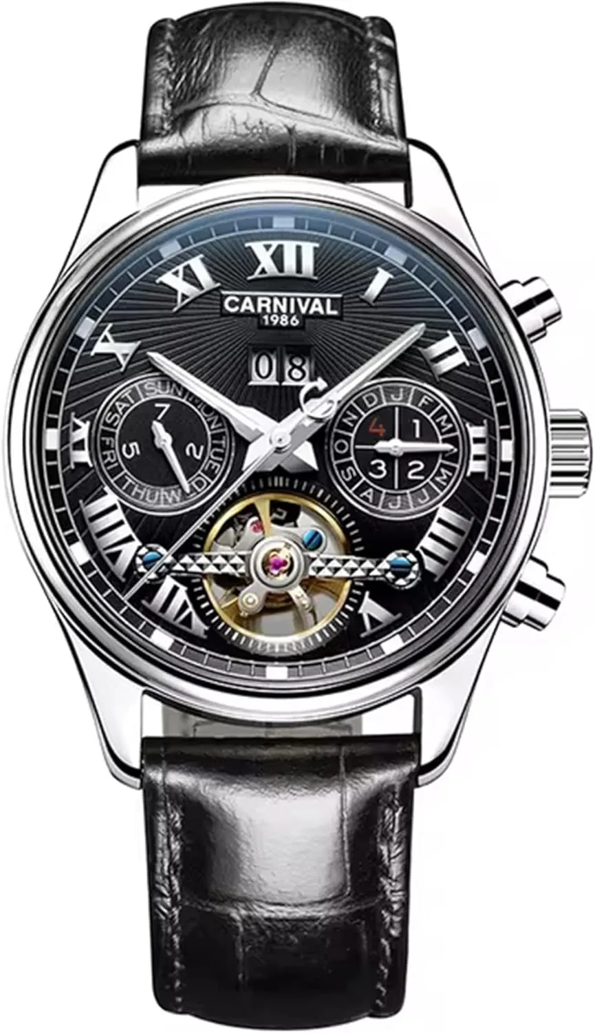 Fashion Tourbillon Mechanical Watch Automatic Watch for Men Sapphire Waterproof Calendar Luminous
