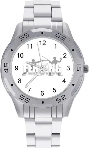 Fencing Sport Simple Stainless Steel Band Business Watch Dress Wrist Unique Luxury Work Casual Waterproof Watches