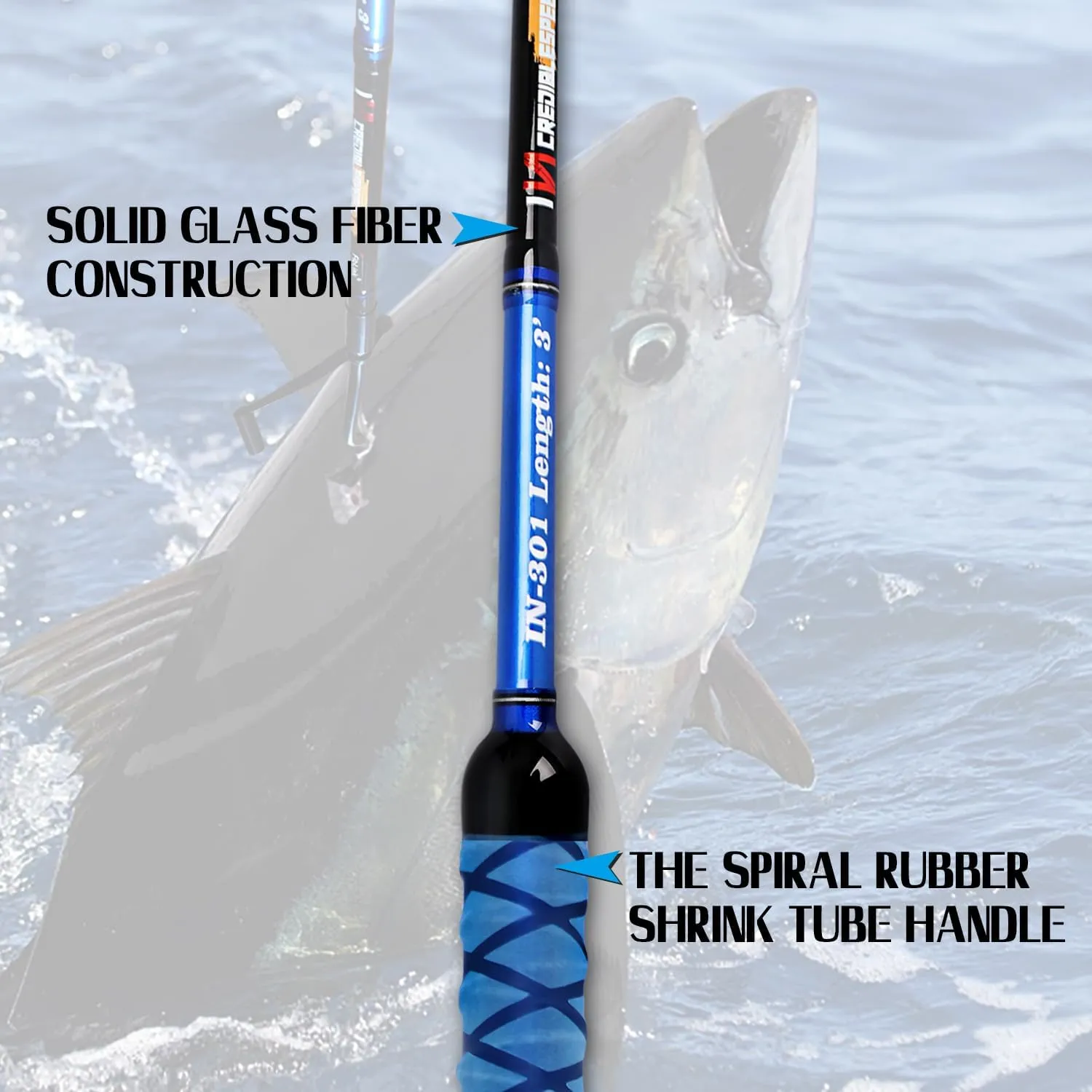Fiblink Fishing Gaff Portable Fish Gaff with Stainless Steel Fishing Hook,Non-Slip Grip Handle and Fiberglass Shaft for Saltwater Offshore 3'/5'/6'/6'6"