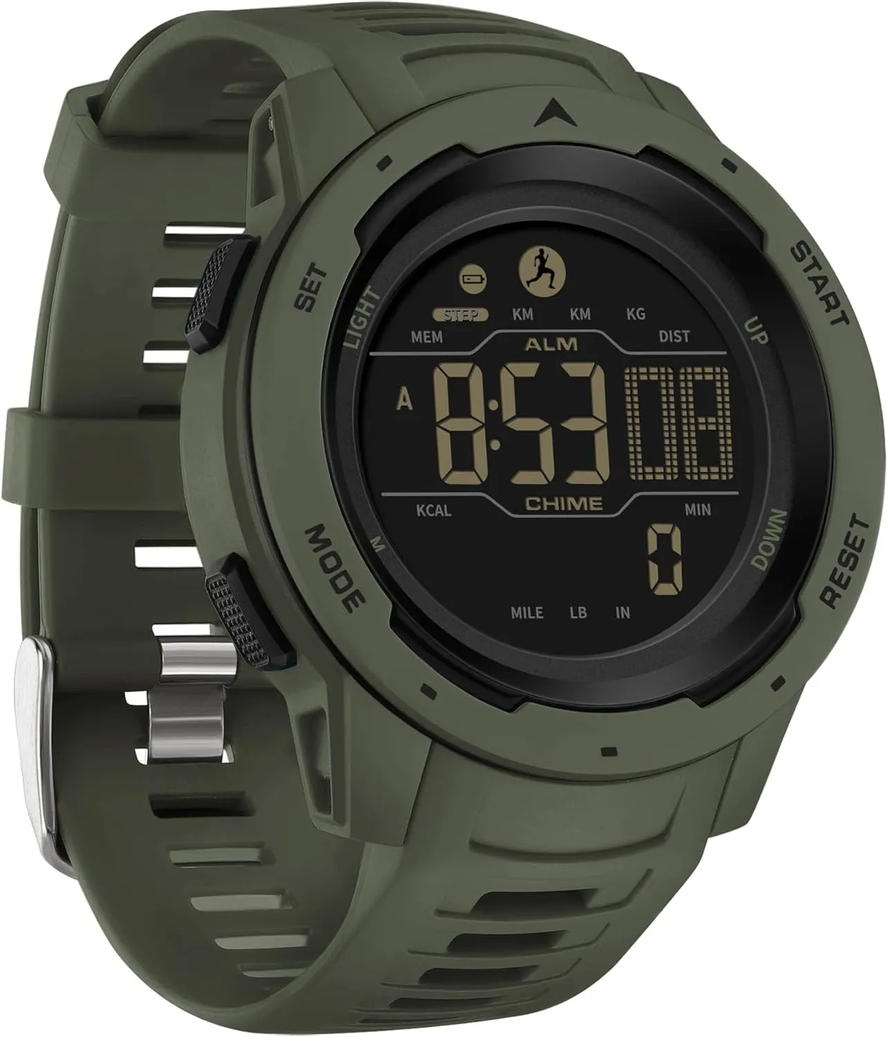 findtime Men's Digital Watch Waterproof Pedometer Watches Sport Watch Step Counter Calorie Military Watch with Stopwatch Alarm LED Backlight Countdown
