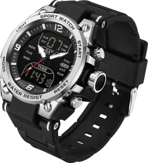 findtime Men's Watch Sport Waterproof Military Watches Outdoor Tactical Digital Watch Analog Electronic Wrist Watch with LED Stopwatch Countdown Alarm Dual Time Big Face Relojes para Hombres