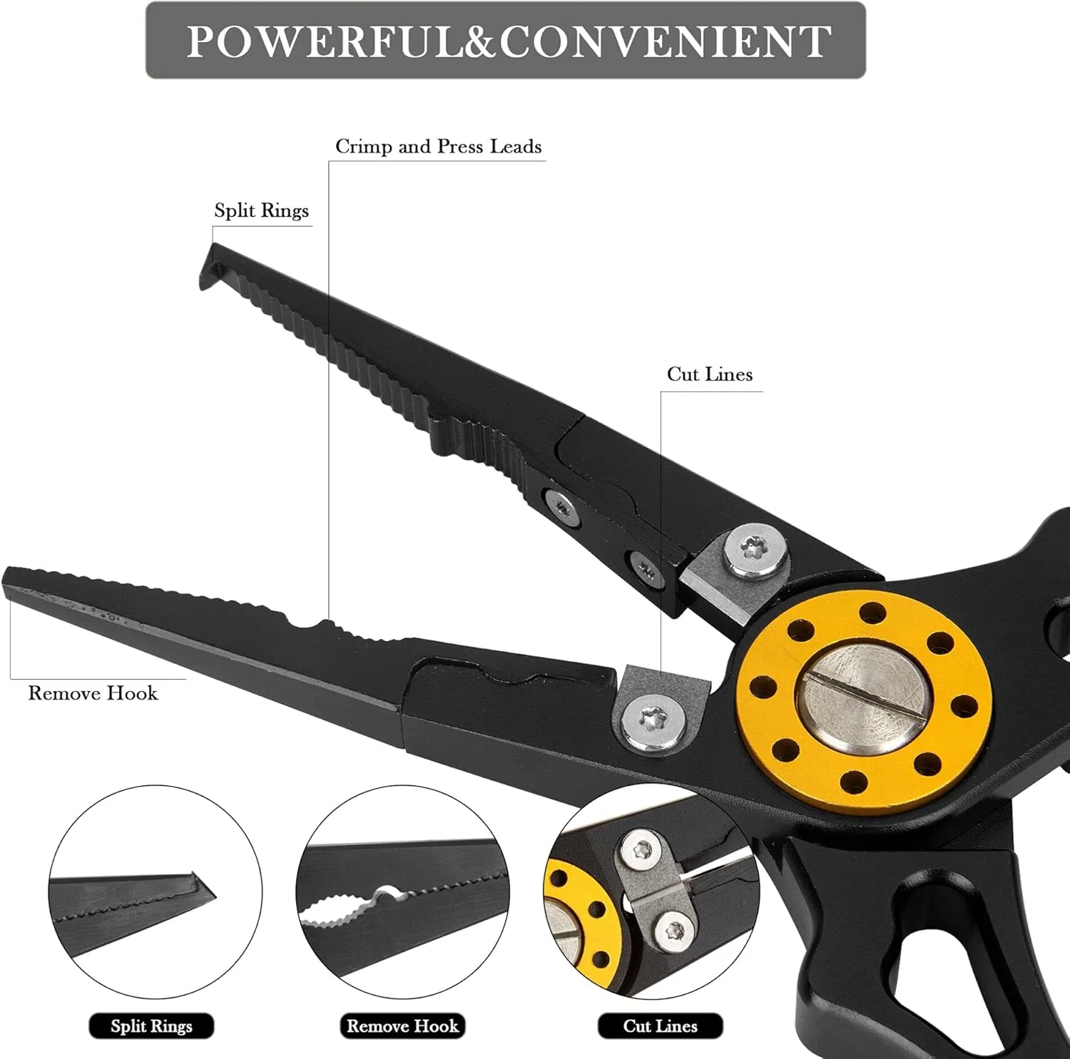 Fishing Pliers with Floating Lip Grip,Aluminum Fishing Pliers, Stainless Steel Hook Removers Pliers, Multi-Function Fishing Tools