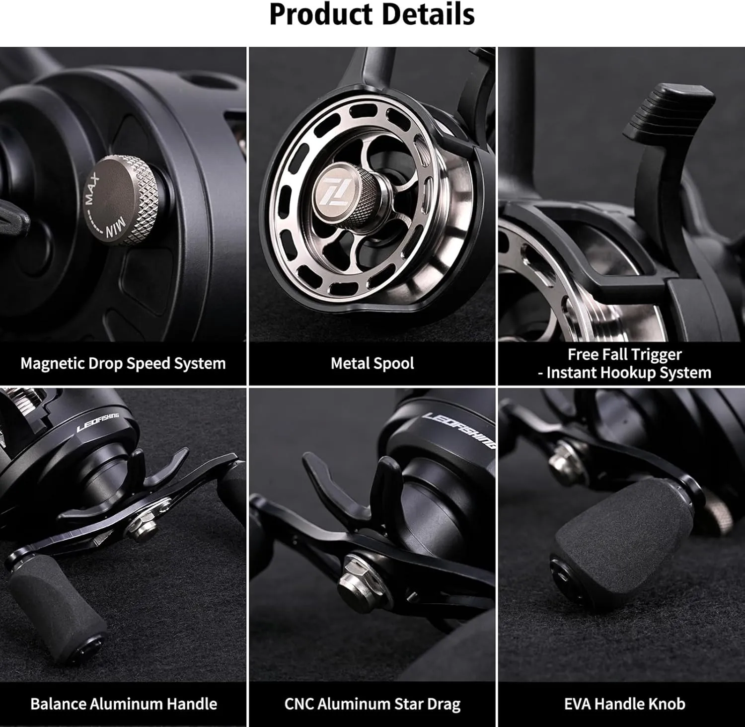 Fishing Reel with 3.2:1 Gear Ratio and Ultra Smooth 3 1 Ball Bearings for ice Fishing, efficient Release Anti Freezing Design, Larger Capacity, Precise Braking System