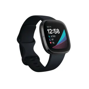 Fitbit Sense Smart watch, GPS (satellite), AMOLED, Touchscreen, Heart rate monitor, Activity monitoring 24/7, Waterproof, Bluetooth, Wi-Fi, Carbon/Graphite Stainless Steel