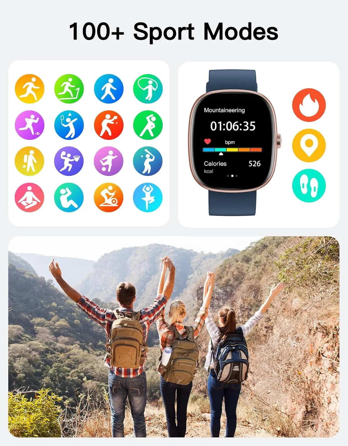 Fitness Tracker 2025 Ver. (Answer/Make Calls), 1.85" Smart Watch Fitness Watches for Women Men with 24/7 Heart Rate Blood Oxygen Monitor Sleep Tracker 100  Sport Modes IP68 Waterproof (Blue)