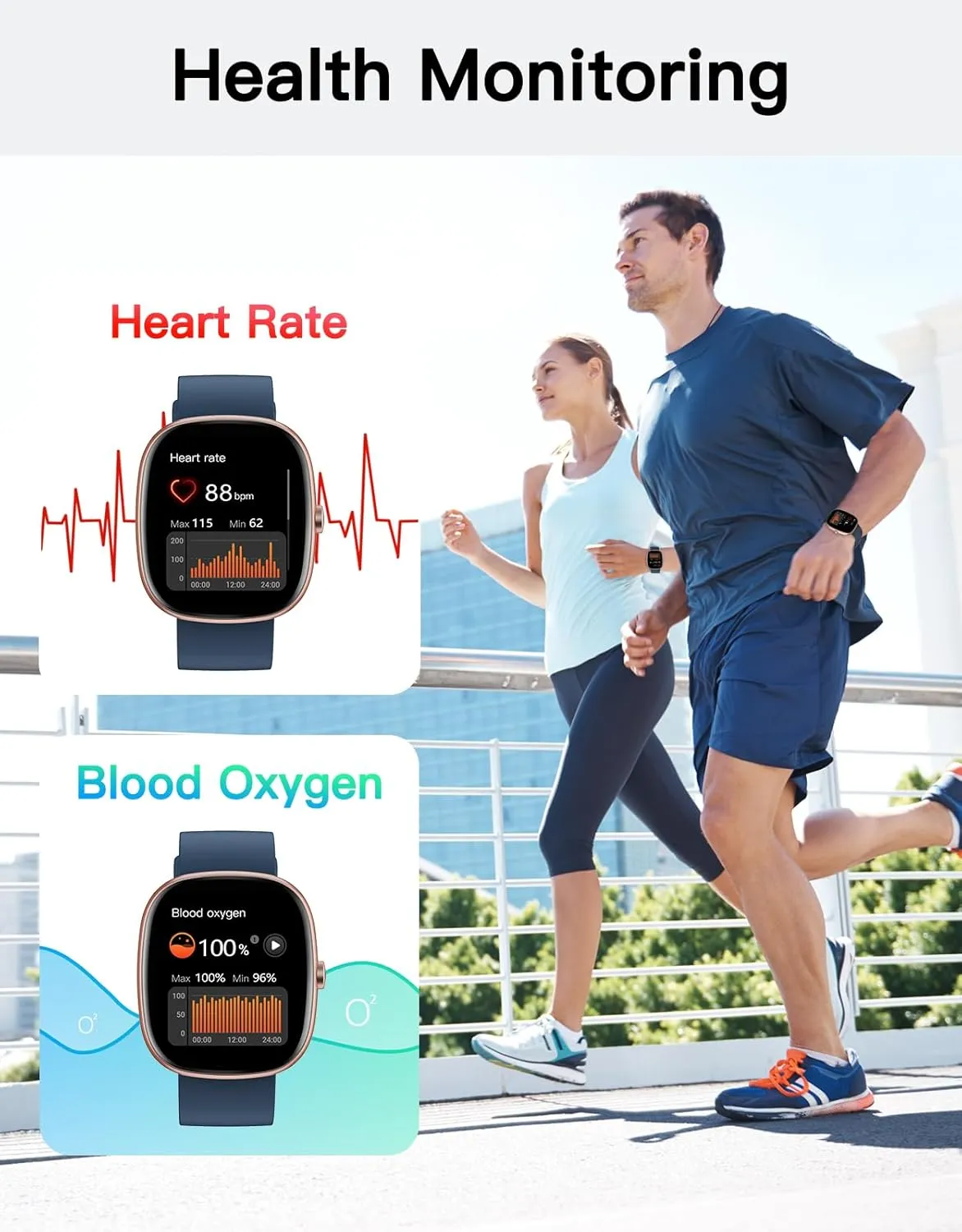 Fitness Tracker 2025 Ver. (Answer/Make Calls), 1.85" Smart Watch Fitness Watches for Women Men with 24/7 Heart Rate Blood Oxygen Monitor Sleep Tracker 100  Sport Modes IP68 Waterproof (Blue)