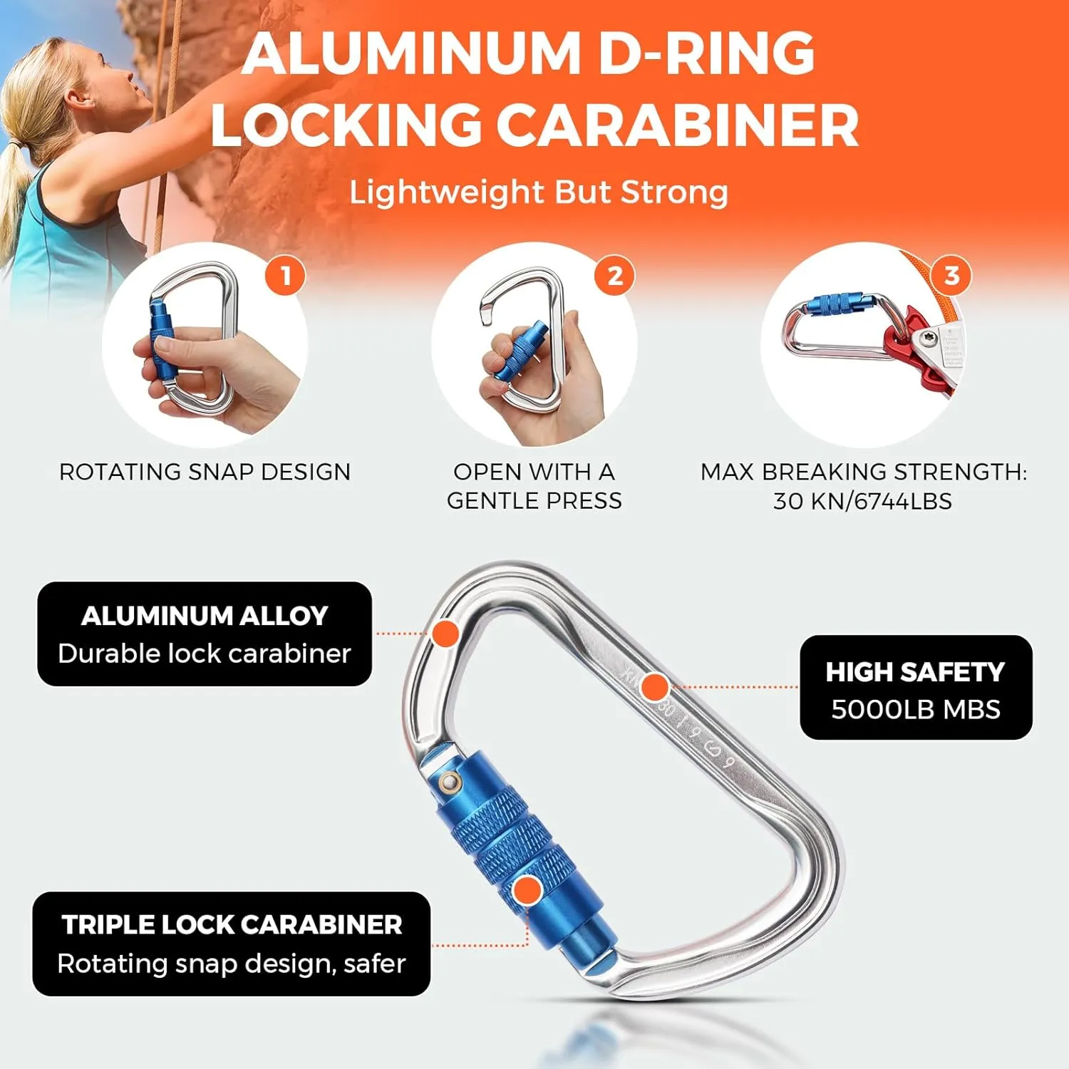 Flip Line Tree Climbing Rope 1/2" X 12ft Steel Core Flipline with Triple Lock Carabiner Adjuster Steel Swivel Snap for Fall Protection,Better Grab,Cut Resistant,Climbing Tree Equipment