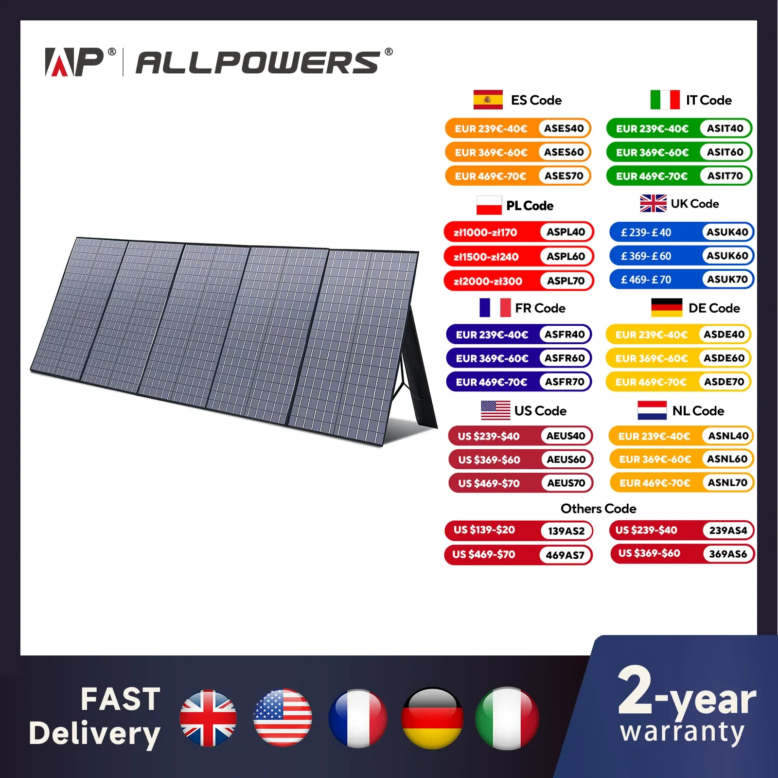 Foldable Charger Station Solar Solar Solar State-of-the-art / Savings-packed Power ALLPOWERS for Solar Panel 60W 100W / 200W 400W 140W / Generator / Output with