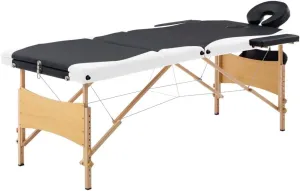 Foldable Massage Table for Professionals, 3 Zones, Adjustable Height, Durable Upholstery - Black and White