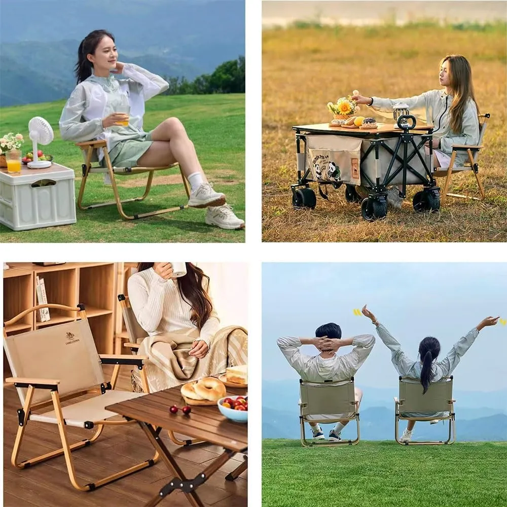 Foldable Outdoor Camping Chair, Portable Folding Beach Chair, Heavy Duty Seat Low Stool Lightweight for Picnic Fishing Hiking Lawn Backyard(Green,Large)