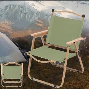 Foldable Outdoor Camping Chair, Portable Folding Beach Chair, Heavy Duty Seat Low Stool Lightweight for Picnic Fishing Hiking Lawn Backyard(Green,Large)