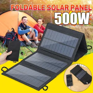 Foldable Solar Panel with 200W Portable Waterproof Charger with USB & DC Output