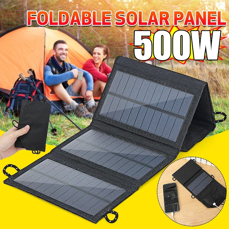 Foldable Solar Panel with 200W Portable Waterproof Charger with USB & DC Output