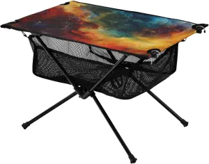 Foldable Tray Table Rainbow-Colored Nebulae Heavy Duty Outdoor Folding Tables with Carrying Bag for Outdoor Kitchen Picnic