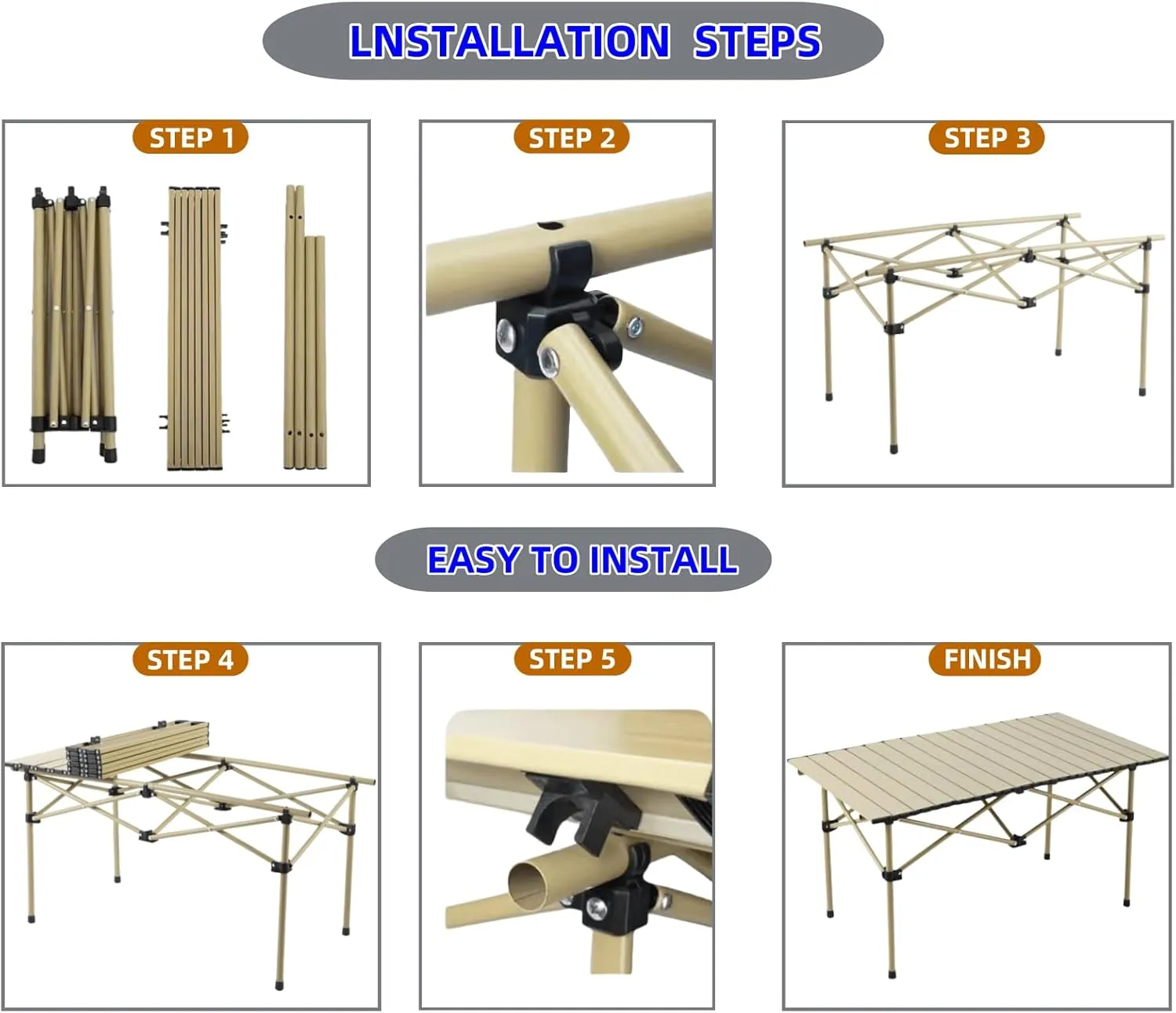 Folding Camping Table, Portable Beach Table,with Portable Bag，Suitable for Indoor, Outdoor, Camping, Backyard, Party, Patio, The Yellow Camping Table at The Beach